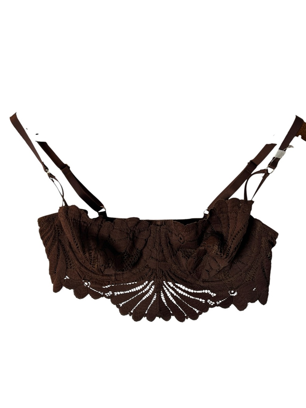 Aerie Show Off Unlined Lace Bra Brown Size 36D Romantic Feminine - Picture 3 of 6